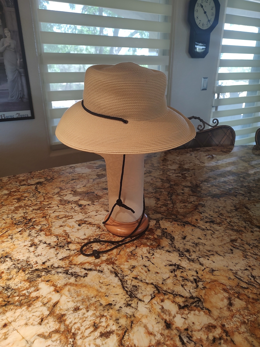 Tula Cream Wide-Brim Sun Hat with Black Chin Cord